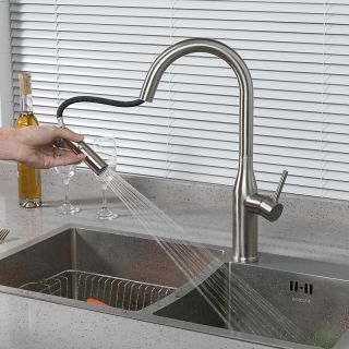 Смеситель для кухни Gappo G4398-45 с выдвижной лейкой оружейная сатин